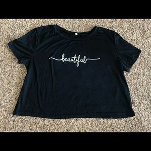small black/white slightly cropped top